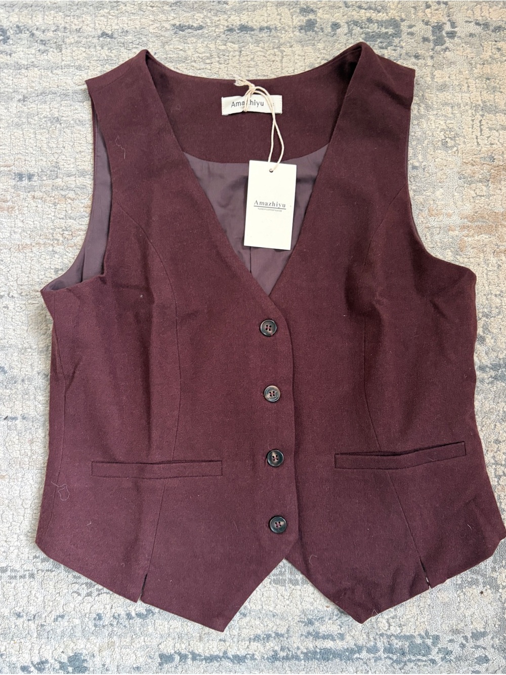 Amazhivu Burgundy Wool Blend Vest